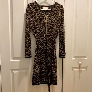Michael Kors Leopard Print Long Sleeved Dress SP